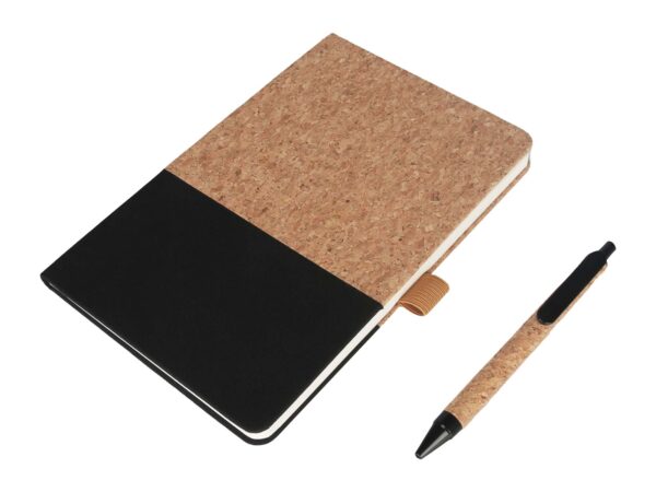 BORSA - eco-neutral A5 Cork Fabric Hard Cover Notebook and Pen Set - Black - Image 7
