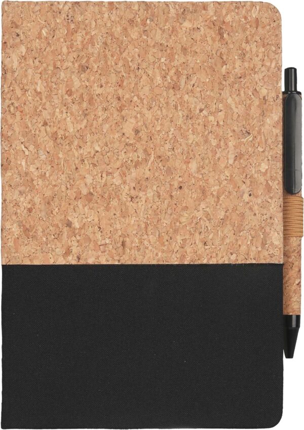 BORSA - eco-neutral A5 Cork Fabric Hard Cover Notebook and Pen Set - Black - Image 2