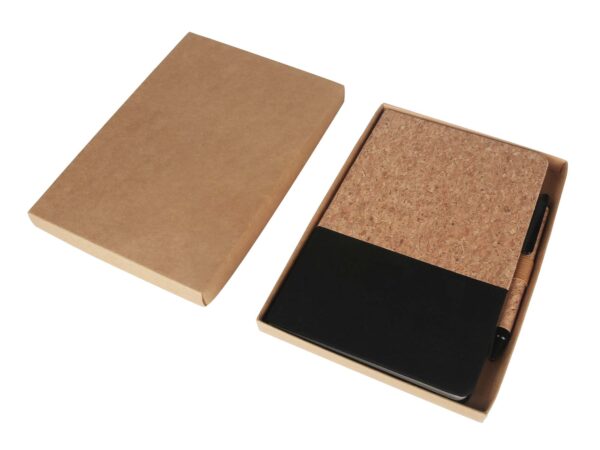 BORSA - eco-neutral A5 Cork Fabric Hard Cover Notebook and Pen Set - Black - Image 3