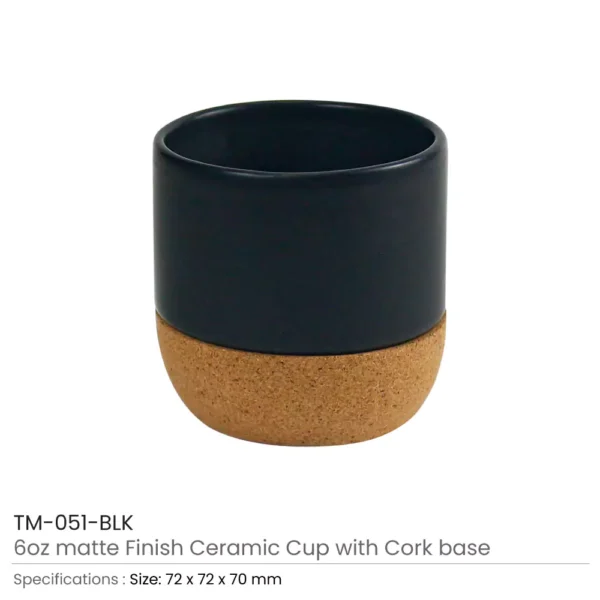 Ceramic Cup with Cork Base 6 oz Matte Finish - Image 6