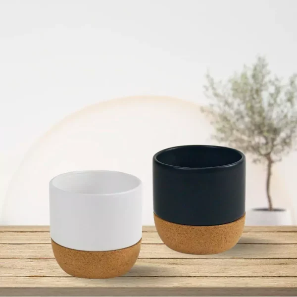 Ceramic Cup with Cork Base 6 oz Matte Finish - Image 1