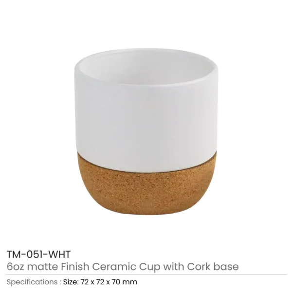 Ceramic Cup with Cork Base 6 oz Matte Finish - Image 7