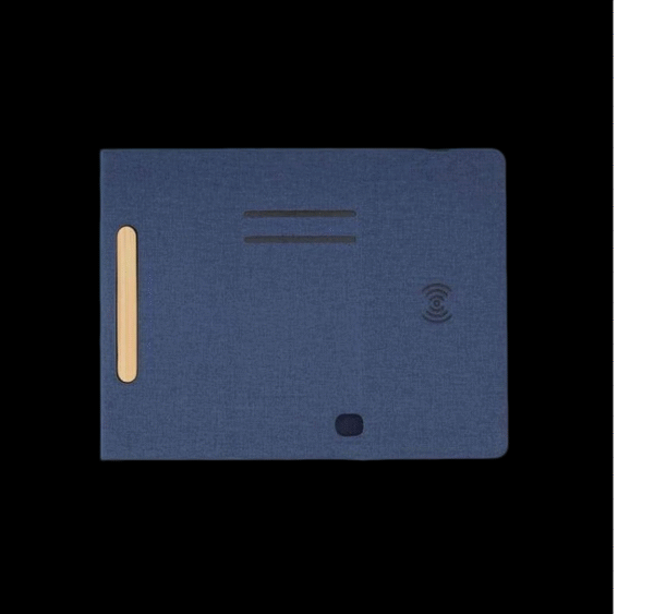 BLACE - CHANGE ZERO Recycled PU 15W Wireless Mousepad & Desk Organizer - Navy Blue - Image 10