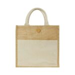 Eco-Friendly Jute Bags with Front Cotton Pocket & Button Closure - Image 5
