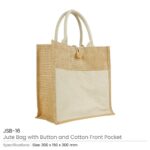 Eco-Friendly Jute Bags with Front Cotton Pocket & Button Closure - Image 6