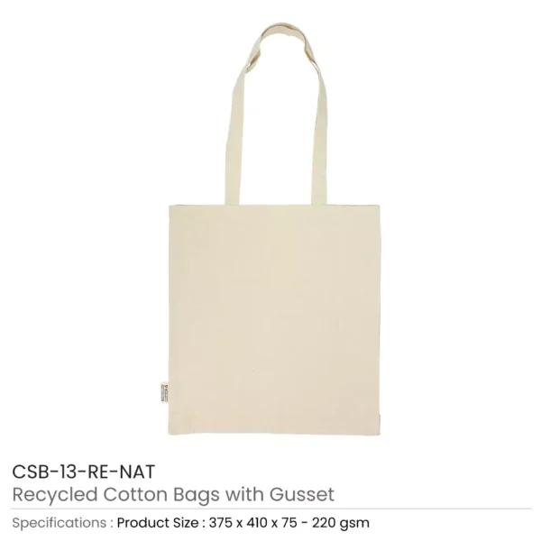 Recycled Cotton Tote Bags with Gusset 8 Oz - Image 2