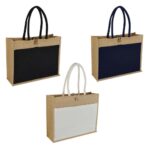 MONCLOVA - Jute Bag with Canvas Pocket - Black - Image 2