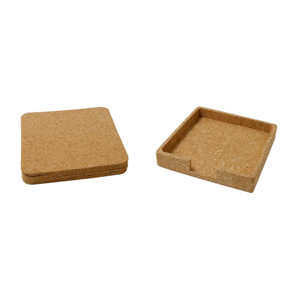 TEREVI - eco-neutral set of 4 Cork Coasters with Cork Stand - Image 5