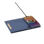 BLACE - CHANGE ZERO Recycled PU 15W Wireless Mousepad & Desk Organizer - Navy Blue - Image 4