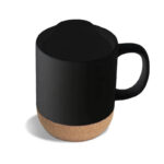 LUCCA - Giftology Ceramic Mug with Cork and Lid - Black - Image 5
