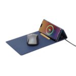 BLACE - CHANGE ZERO Recycled PU 15W Wireless Mousepad & Desk Organizer - Navy Blue - Image 5