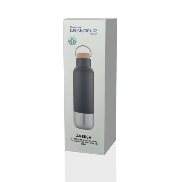 AVERSA - Hans Larsen RCS Recycled Stainless Steel Insulated Water Bottle - Black - Image 3