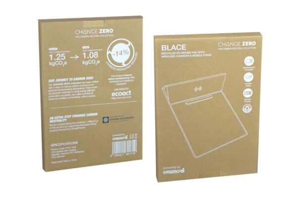 BLACE - CHANGE ZERO Recycled PU 15W Wireless Mousepad & Desk Organizer - Navy Blue - Image 7
