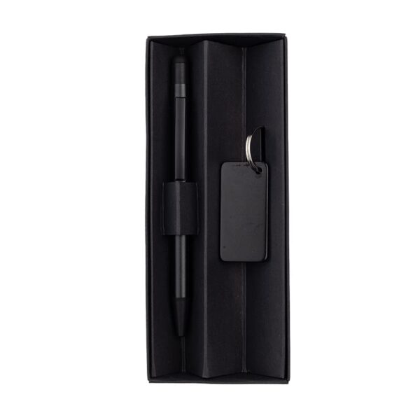 ANGLA - Gift Set of RCS Recycled Aluminium Pen and Keychain - Black - Image 7