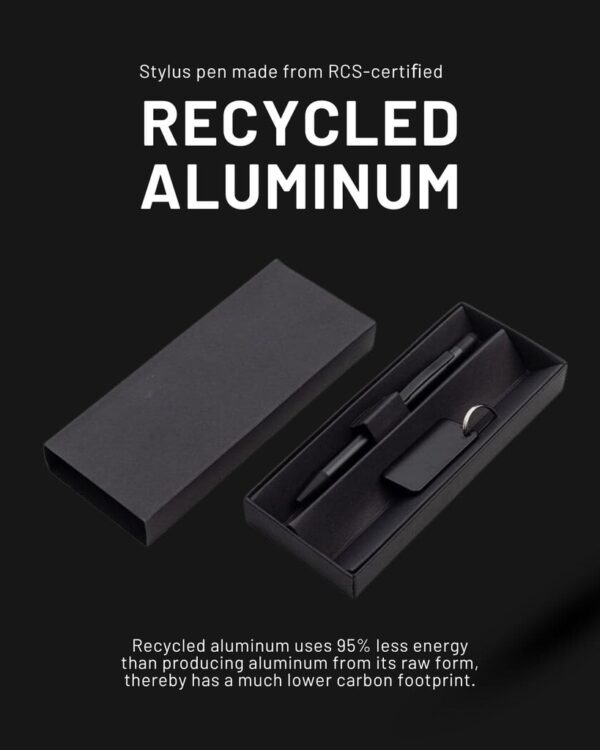 ANGLA - Gift Set of RCS Recycled Aluminium Pen and Keychain - Black - Image 8