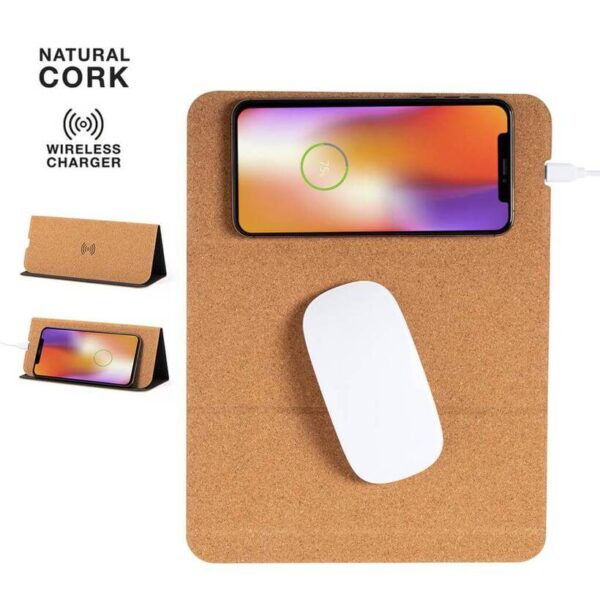 DEBNO - Giftology Cork Mouse Pad with 15W Wireless Charger - Image 1