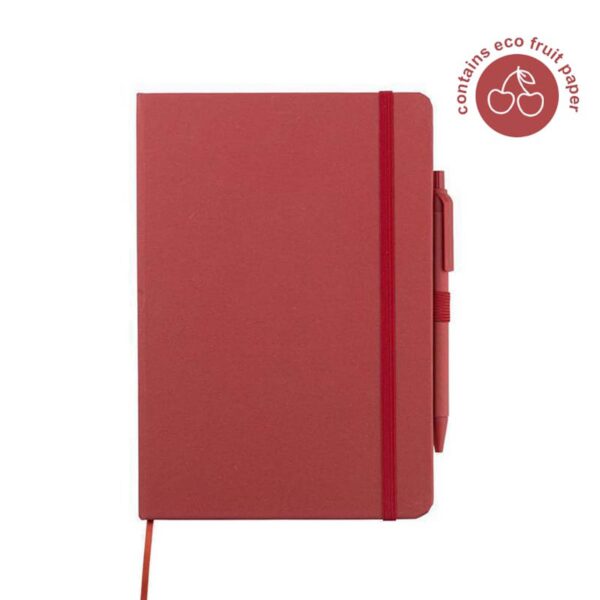 ABULA - Eco-Neutral® A5 Hard Cover Notebook & Pen Set - Cherry Paper - Image 1