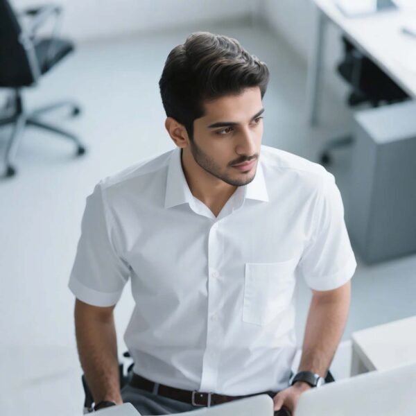 Men Short Sleeve Poplin Corporate Executive Shirt - Image 4