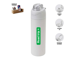 Offroad Recycled Stainless Steel Bottle with Dual Sip Lid - White